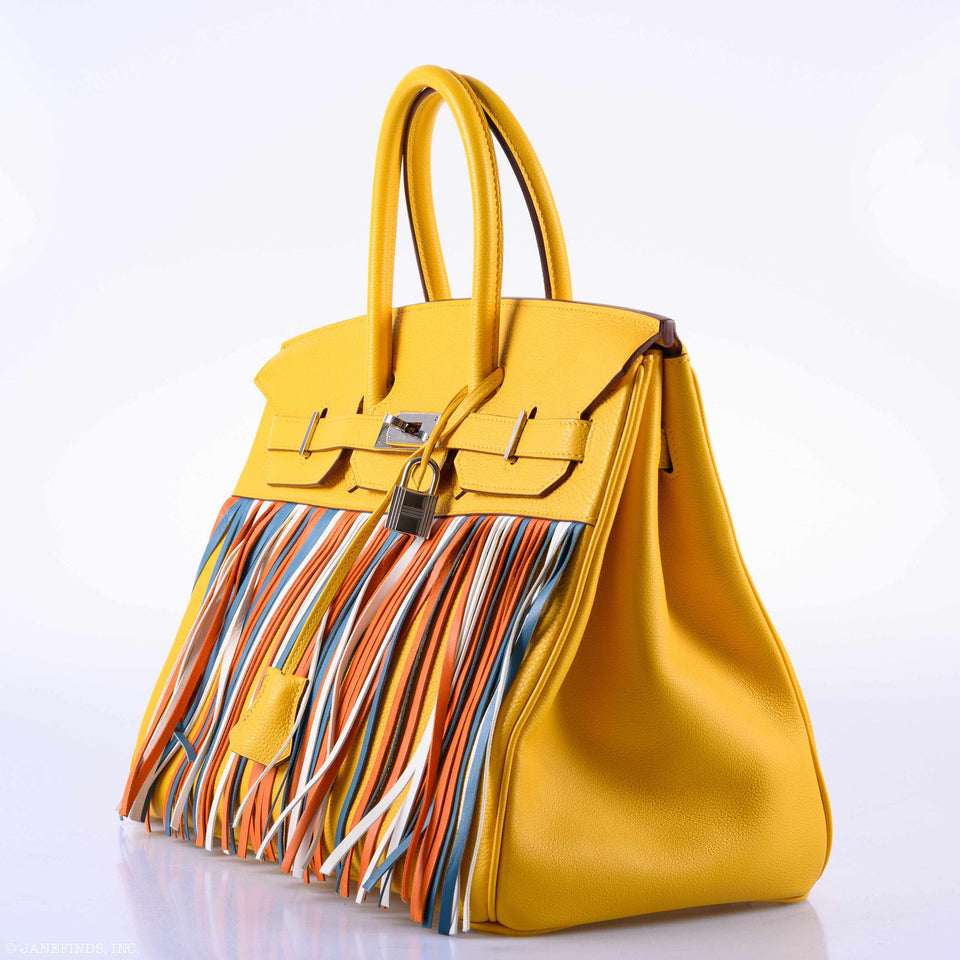 Hermes Birkin 35 HSS Fringe Soleil Togo & Multicolor Swift Leather Palladium Hardware