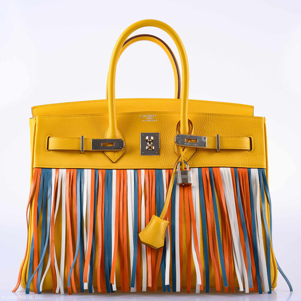 Hermes Birkin 35 HSS Fringe Soleil Togo & Multicolor Swift Leather Palladium Hardware