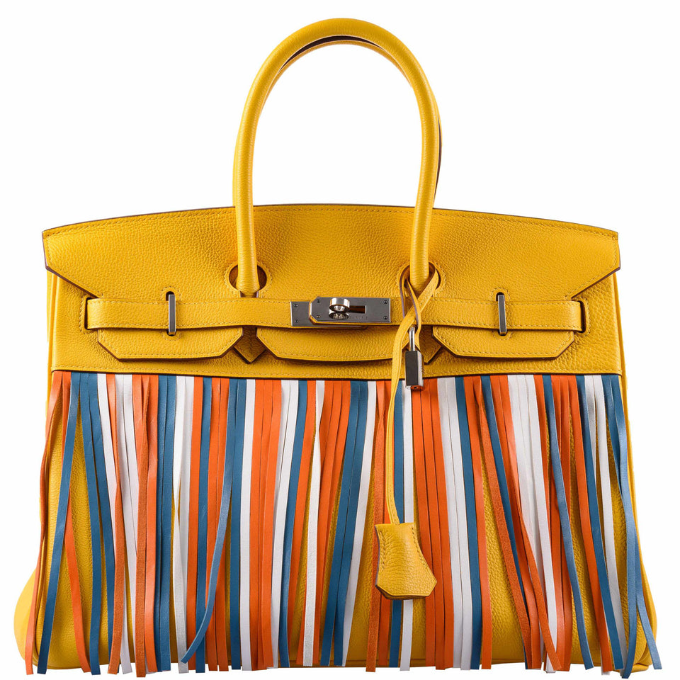 Hermes Birkin 35 HSS Fringe Soleil Togo & Multicolor Swift Leather Palladium Hardware