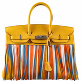 Hermes Birkin 35 HSS Fringe Soleil Togo & Multicolor Swift Leather Palladium Hardware