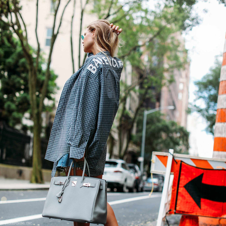 Hermes Birkin 35 HSS Gris Mouette & Vert Fonce Togo Palladium Hardware