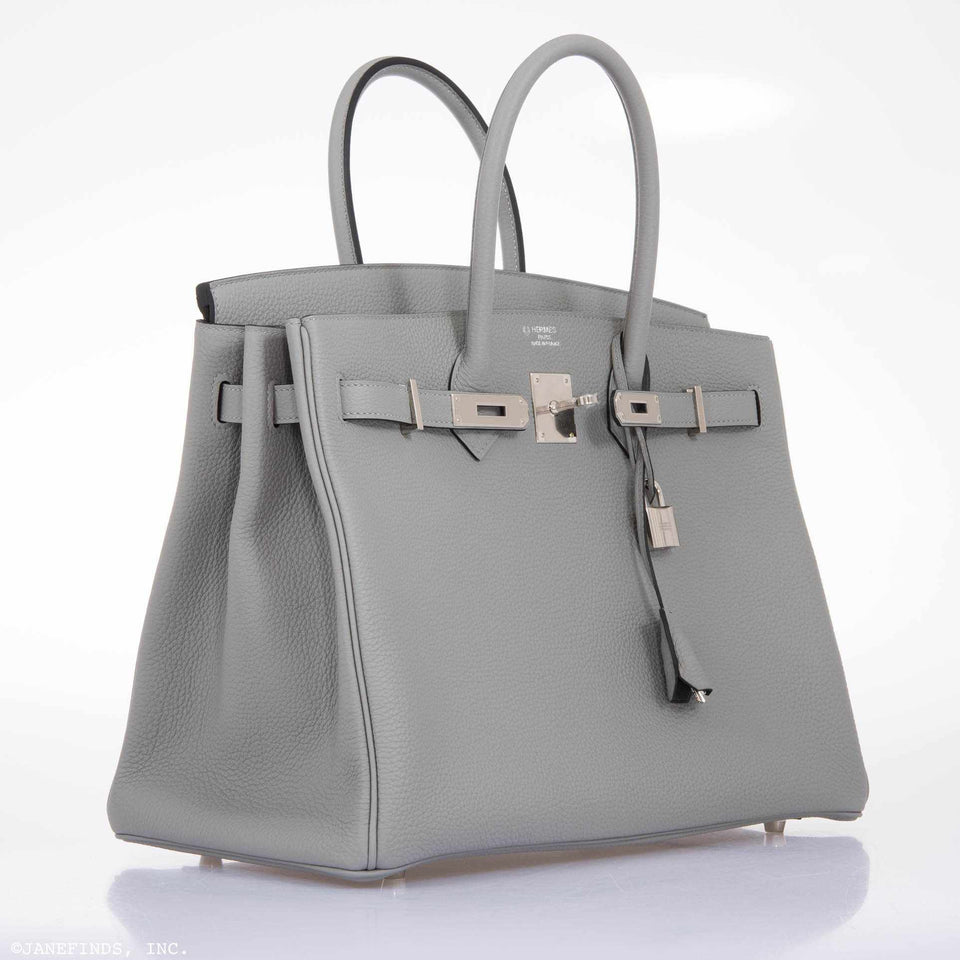 Hermes Birkin 35 HSS Gris Mouette & Vert Fonce Togo Palladium Hardware