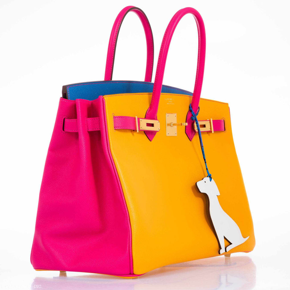 Hermes Birkin 35 HSS Juane D'Or, Mykonos Blue, Rose Tyrien Epsom Gold Hardware