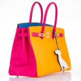 Hermes Birkin 35 HSS Juane D'Or, Mykonos Blue, Rose Tyrien Epsom Gold Hardware