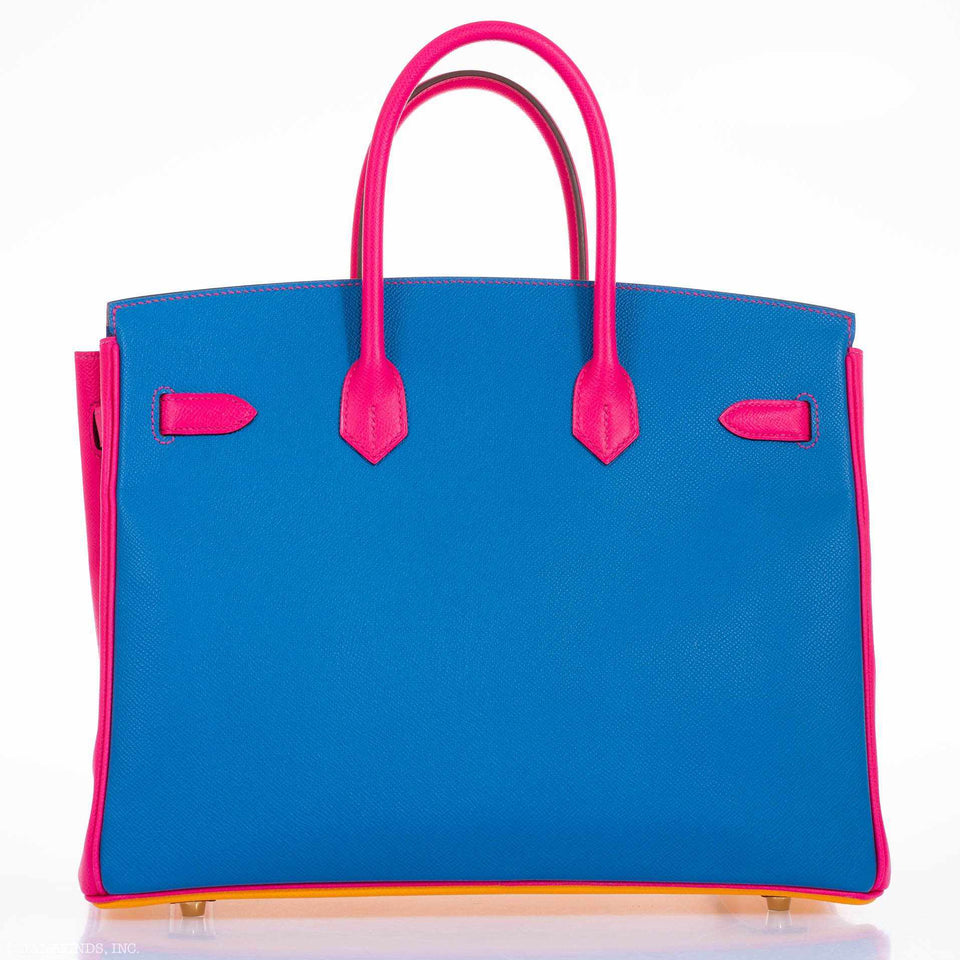Hermes Birkin 35 HSS Juane D'Or, Mykonos Blue, Rose Tyrien Epsom Gold Hardware
