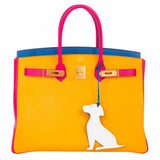 Hermes Birkin 35 HSS Juane D'Or, Mykonos Blue, Rose Tyrien Epsom Gold Hardware