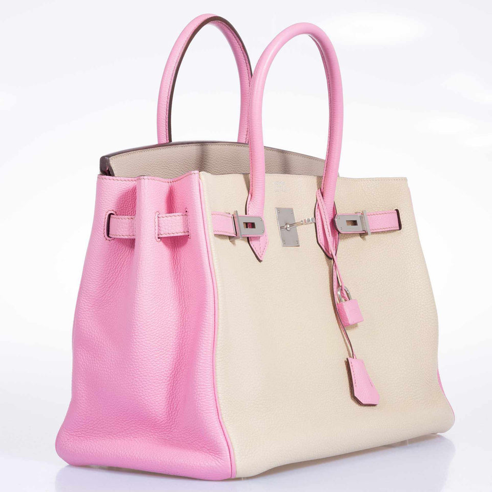Hermes Birkin 35 HSS Tri-Color Gris T * Bubblegum * Trench Togo Palladium Hardware