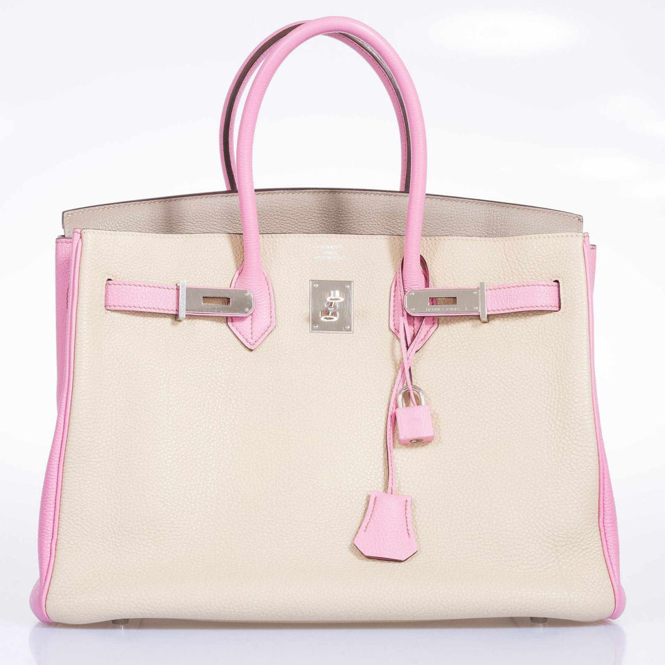 Hermes Birkin 35 HSS Tri-Color Gris T * Bubblegum * Trench Togo Palladium Hardware