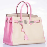 Hermes Birkin 35 HSS Tri-Color Gris T * Bubblegum * Trench Togo Palladium Hardware