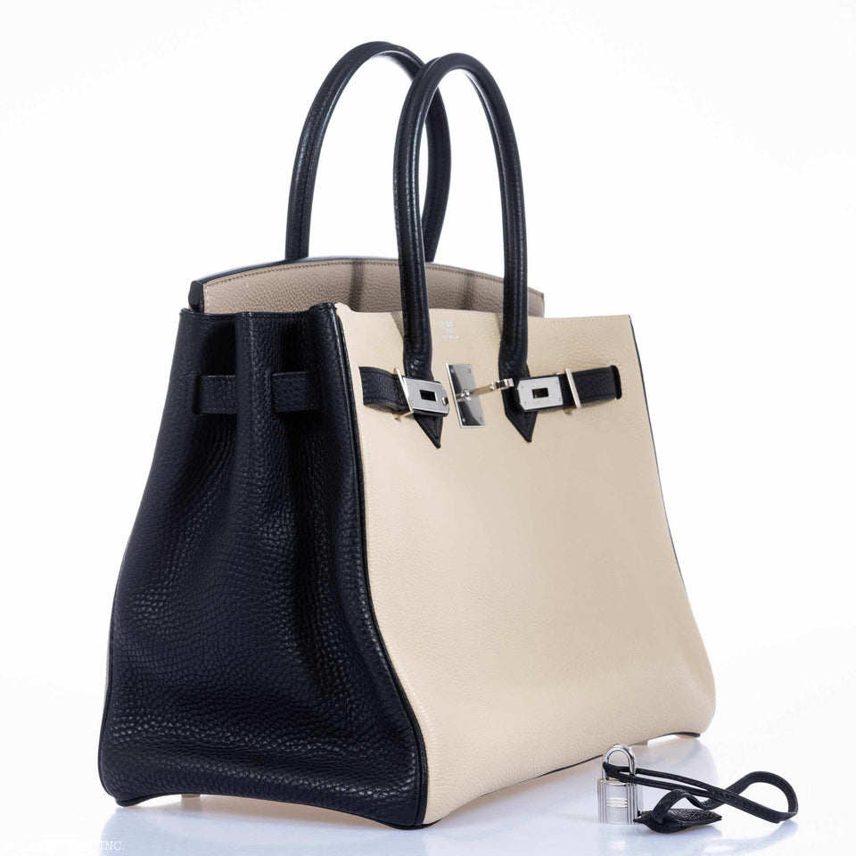 Hermes Birkin 35 HSS Tri-Color Parchment, Etoupe & Black Togo Palladium Hardware - 2007