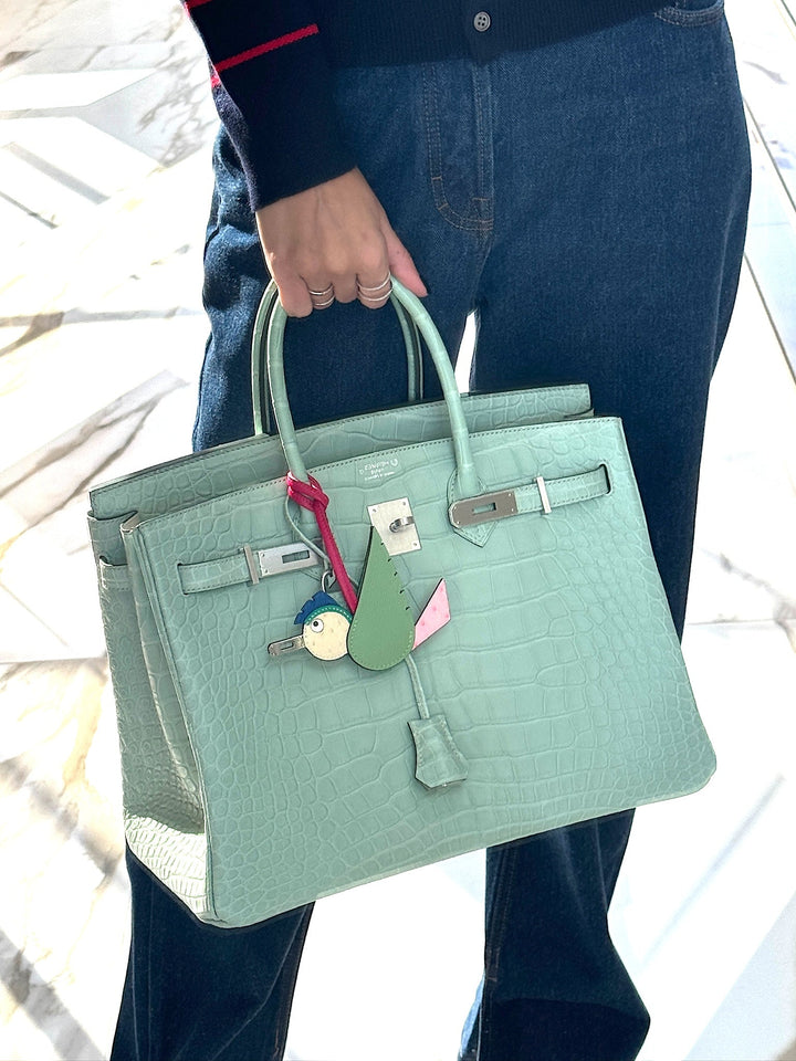 Hermes Birkin 35 HSS Vert D'Eau and Gris Perle Matte Alligator Palladium Hardware