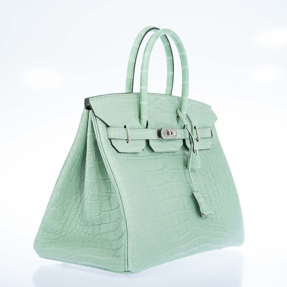 Hermes Birkin 35 HSS Vert D'Eau and Gris Perle Matte Alligator Palladium Hardware