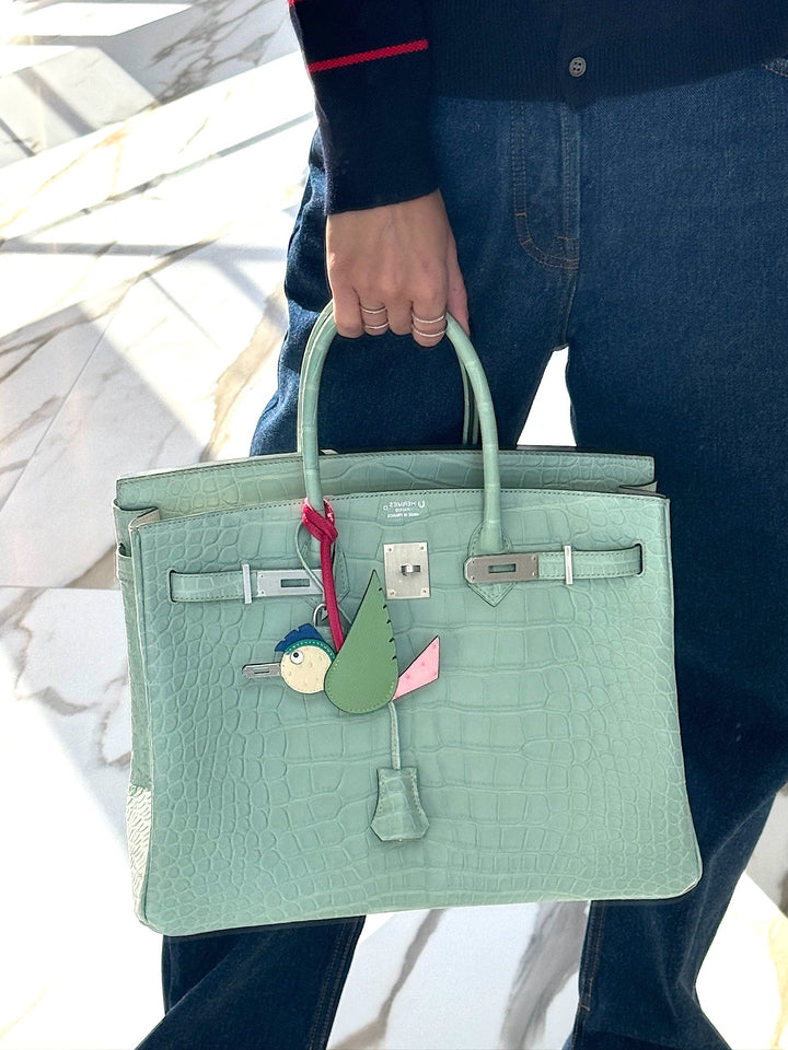Hermes Birkin 35 HSS Vert D'Eau and Gris Perle Matte Alligator Palladium Hardware