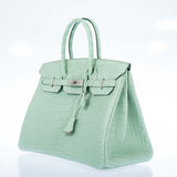 Hermes Birkin 35 HSS Vert D'Eau and Gris Perle Matte Alligator Palladium Hardware