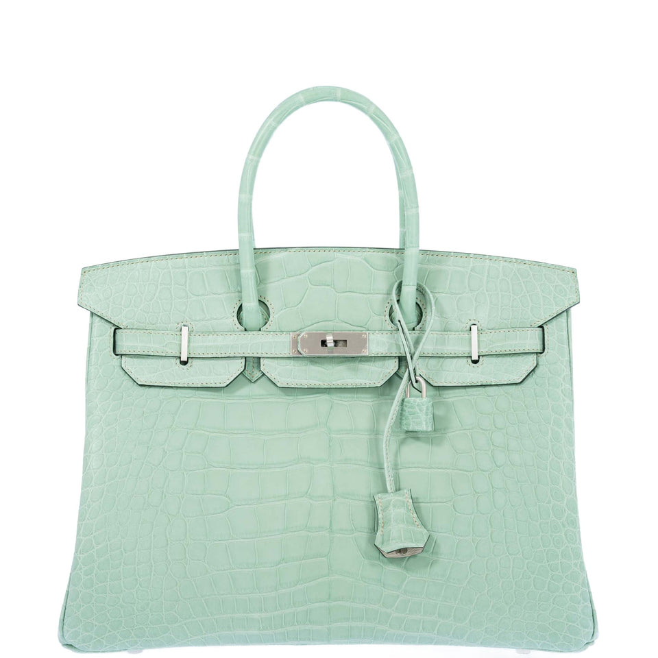 Hermes Birkin 35 HSS Vert D'Eau and Gris Perle Matte Alligator Palladium Hardware