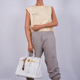 Hermes Birkin 35 HSS White Clemence Leather Brushed Gold Hardware