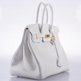 Hermes Birkin 35 HSS White Clemence Leather Brushed Gold Hardware