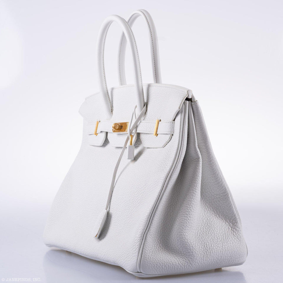 Hermes Birkin 35 HSS White Clemence Leather Brushed Gold Hardware