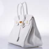 Hermes Birkin 35 HSS White Clemence Leather Brushed Gold Hardware
