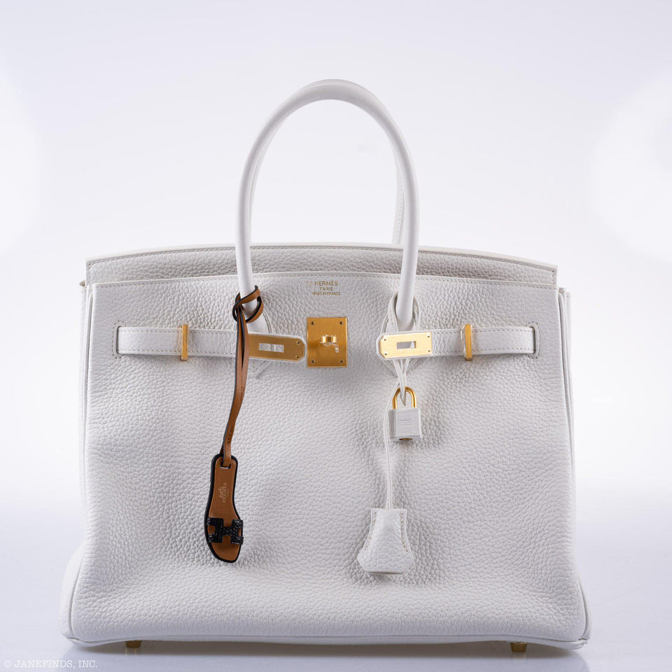 Hermes Birkin 35 HSS White Clemence Leather Brushed Gold Hardware