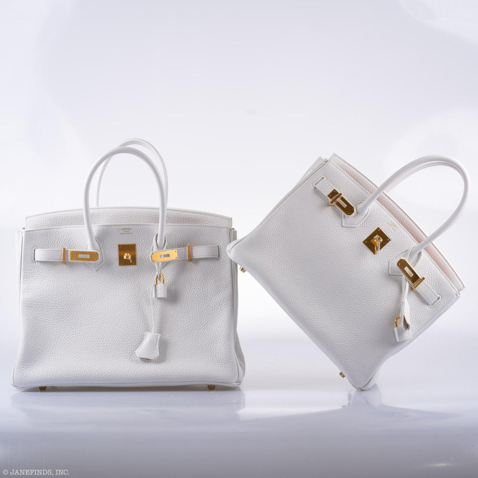 Hermes Birkin 35 HSS White Clemence Leather Brushed Gold Hardware