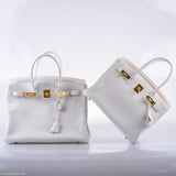 Hermes Birkin 35 HSS White Clemence Leather Brushed Gold Hardware
