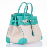 Hermes Birkin 35 Lagoon Swift And Toile Palladium Hardware