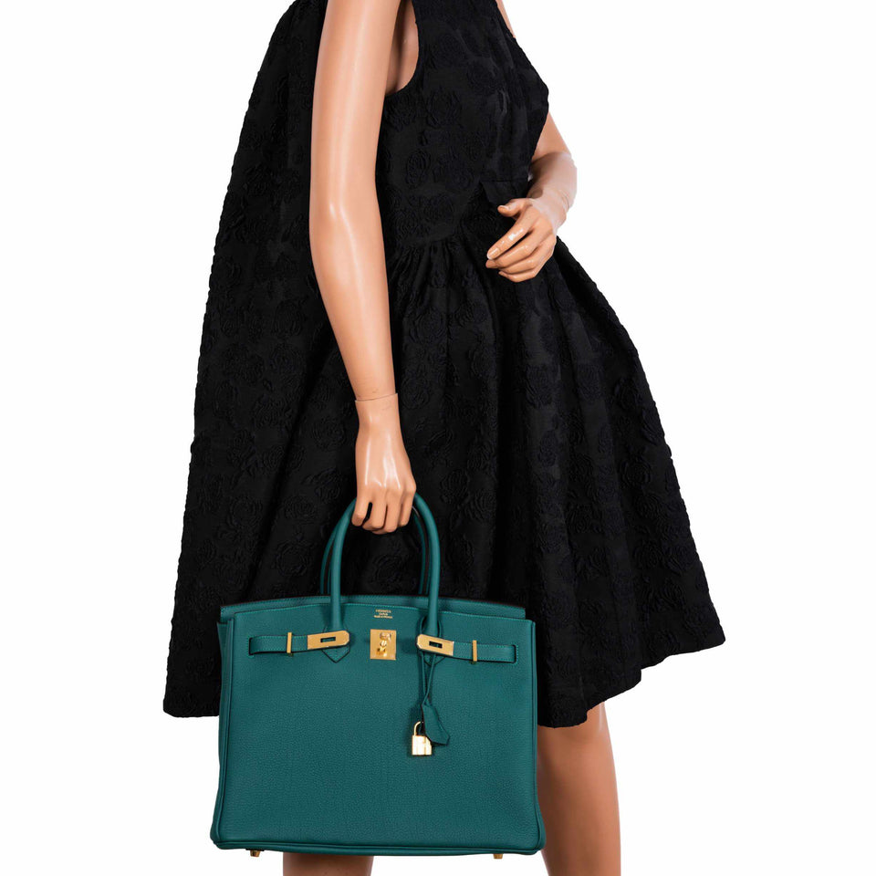 HermesBirkin 35 Malachite Togo Gold Hardware