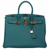 HermesBirkin 35 Malachite Togo Gold Hardware