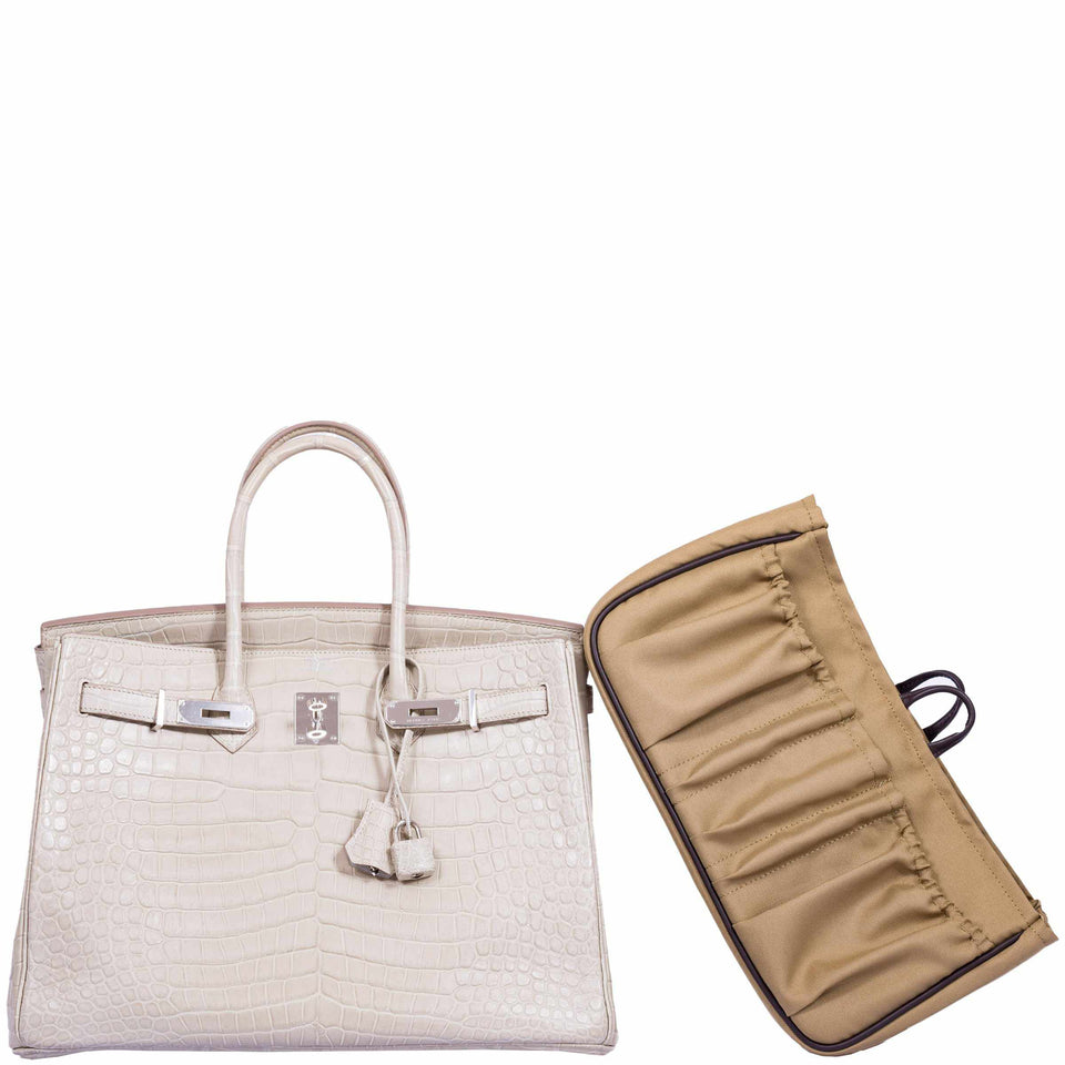 Hermes Birkin 35 Matte Beton Porosus Crocodile Palladium Hardware