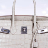 Hermes Birkin 35 Matte Beton Porosus Crocodile Palladium Hardware