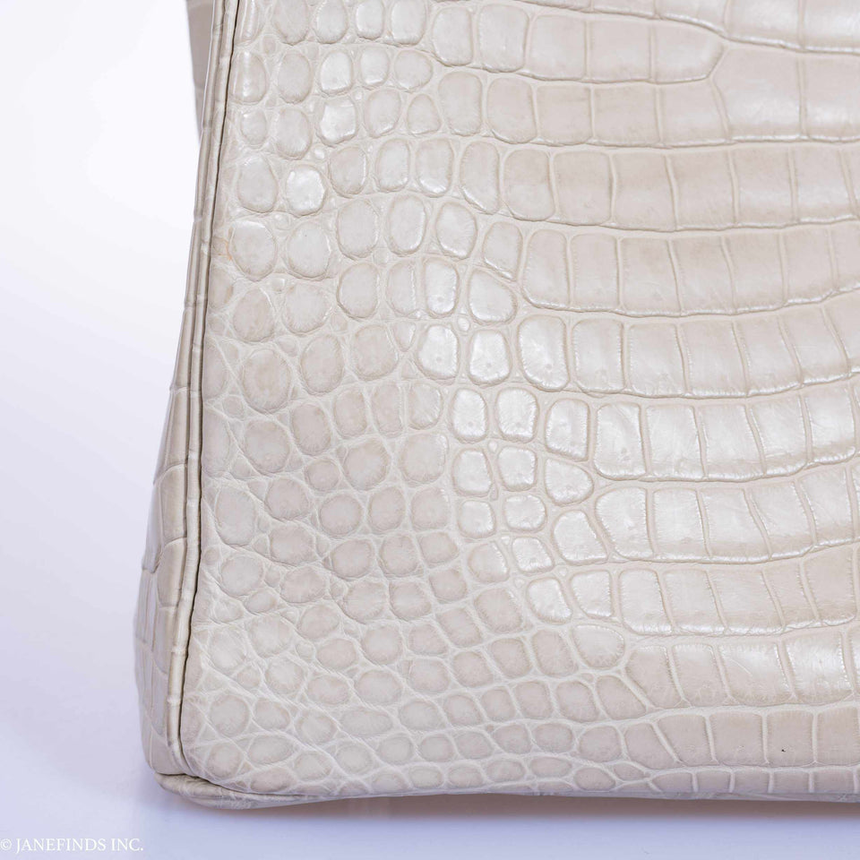 Hermes Birkin 35 Matte Beton Porosus Crocodile Palladium Hardware