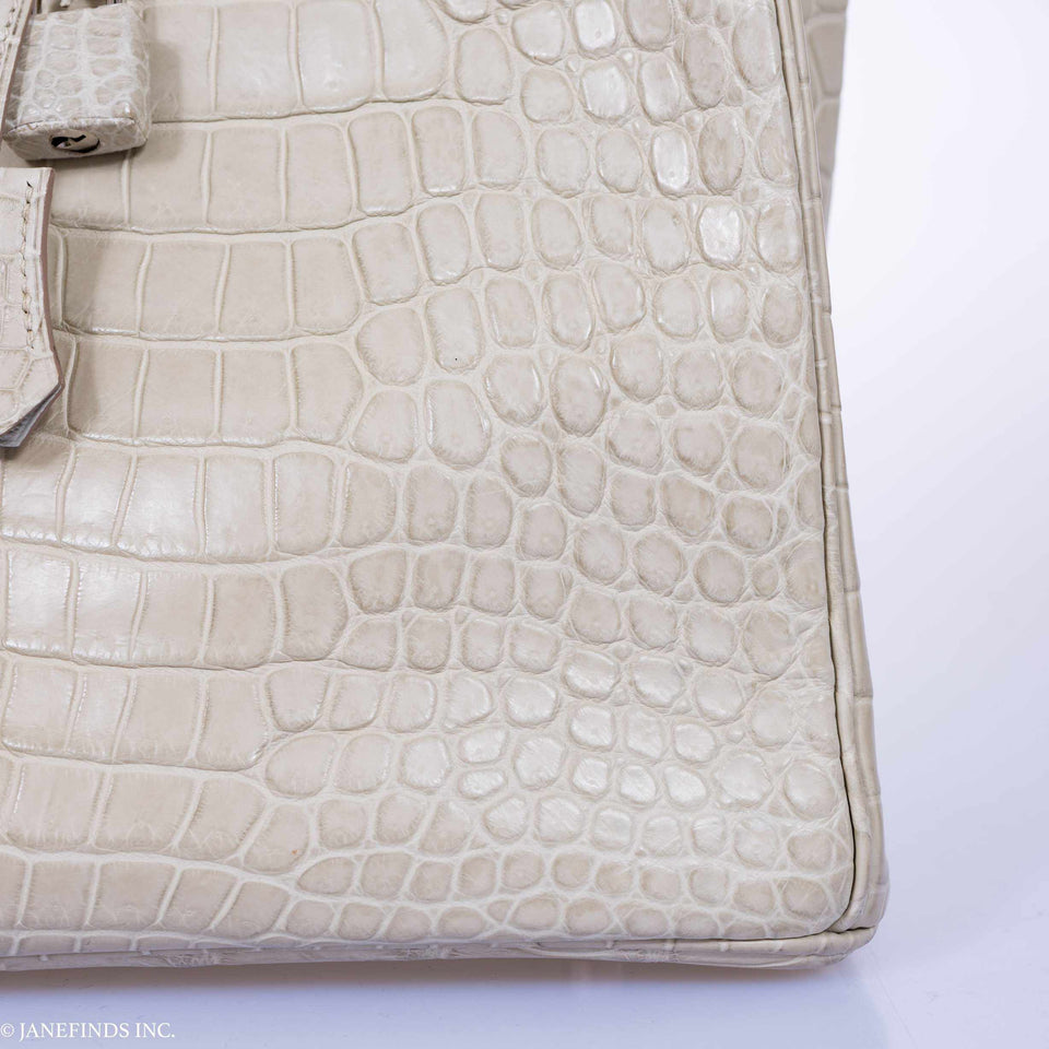 Hermes Birkin 35 Matte Beton Porosus Crocodile Palladium Hardware