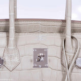 Hermes Birkin 35 Matte Beton Porosus Crocodile Palladium Hardware
