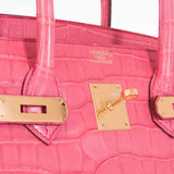 Hermes Birkin 35 Matte Bougainvillea Pink Porosus Crocodile Gold Hardware