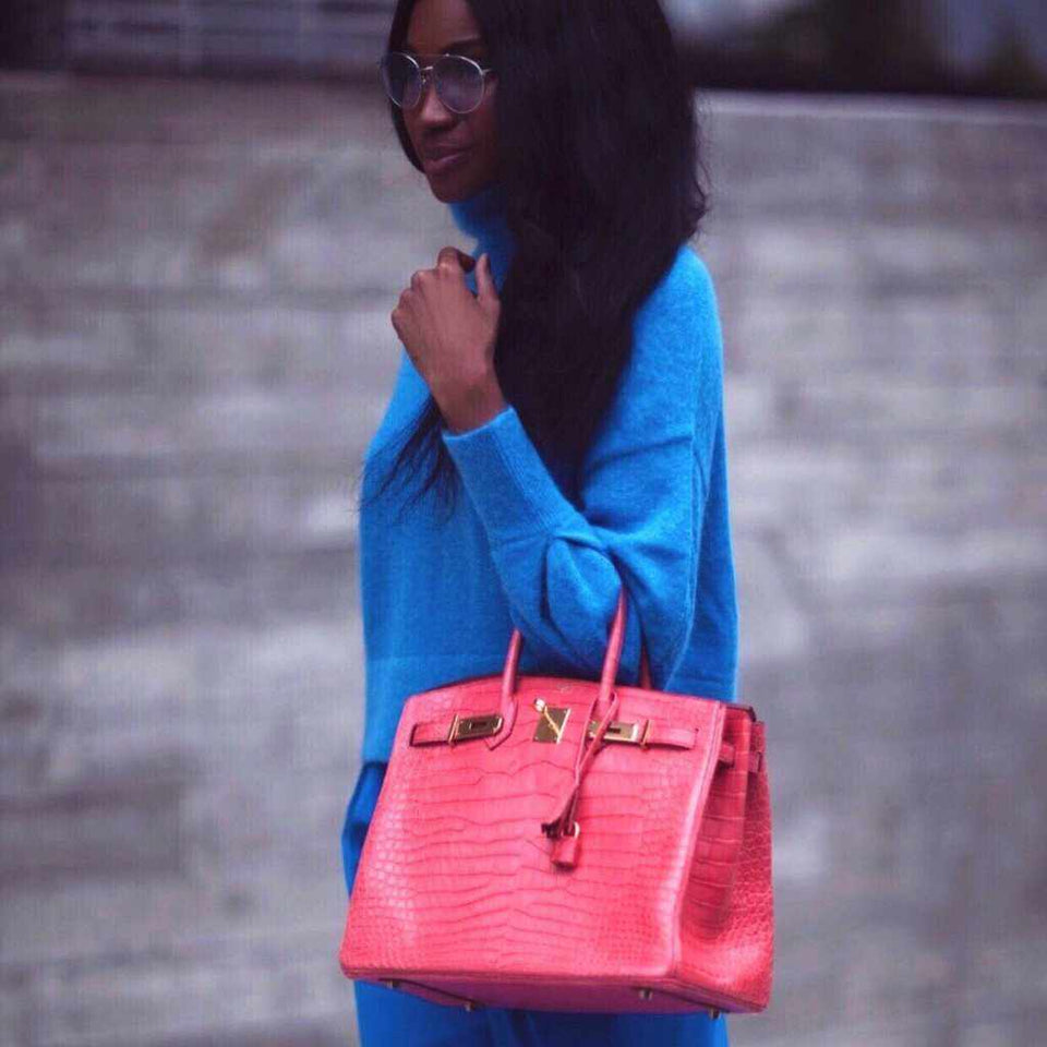 Hermes Birkin 35 Matte Bougenville Pink Crocodile Porosus Gold Hardware