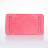 Hermes Birkin 35 Matte Bougenville Pink Crocodile Porosus Gold Hardware