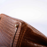 Hermes Birkin 35 Matte Fauve Barenia Porosus Crocodile Gold Hardware - 2008, L Square