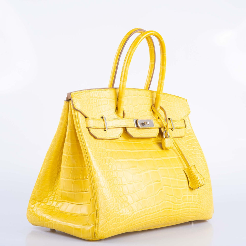 Hermes Birkin 35 Mimosa Matte Alligator Palladium Hardware