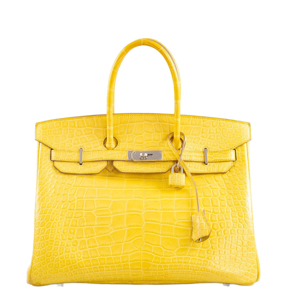 Hermes Birkin 35 Mimosa Matte Alligator Palladium Hardware