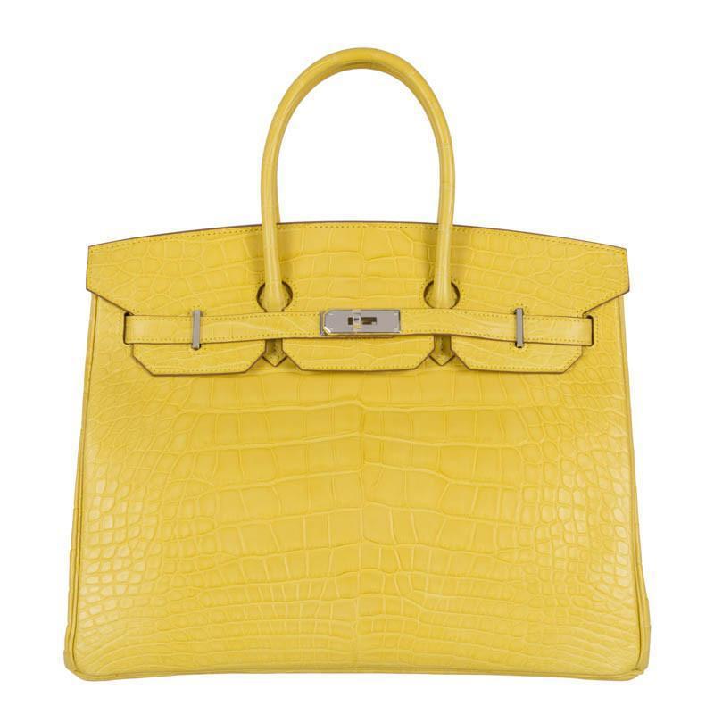 Hermes Birkin 35 Mimosa Matte Alligator Palladium