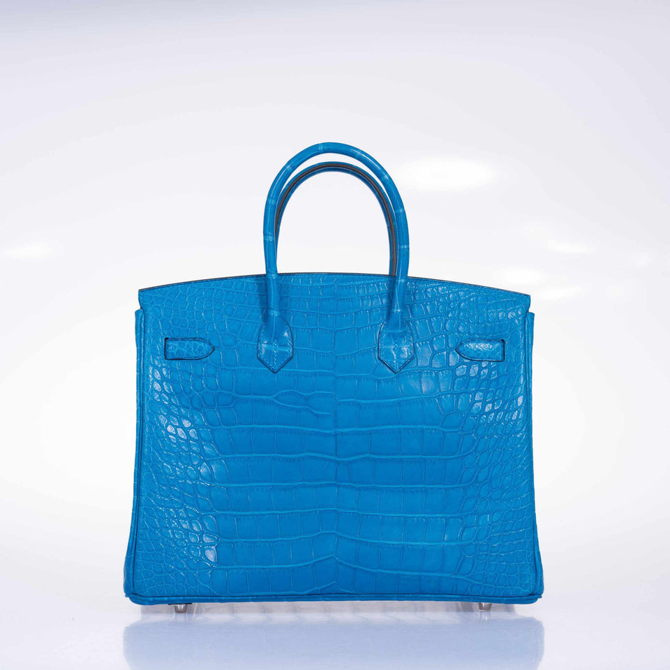 Hermes Birkin 35 Mykonos Matte Alligator Palladium Hardware