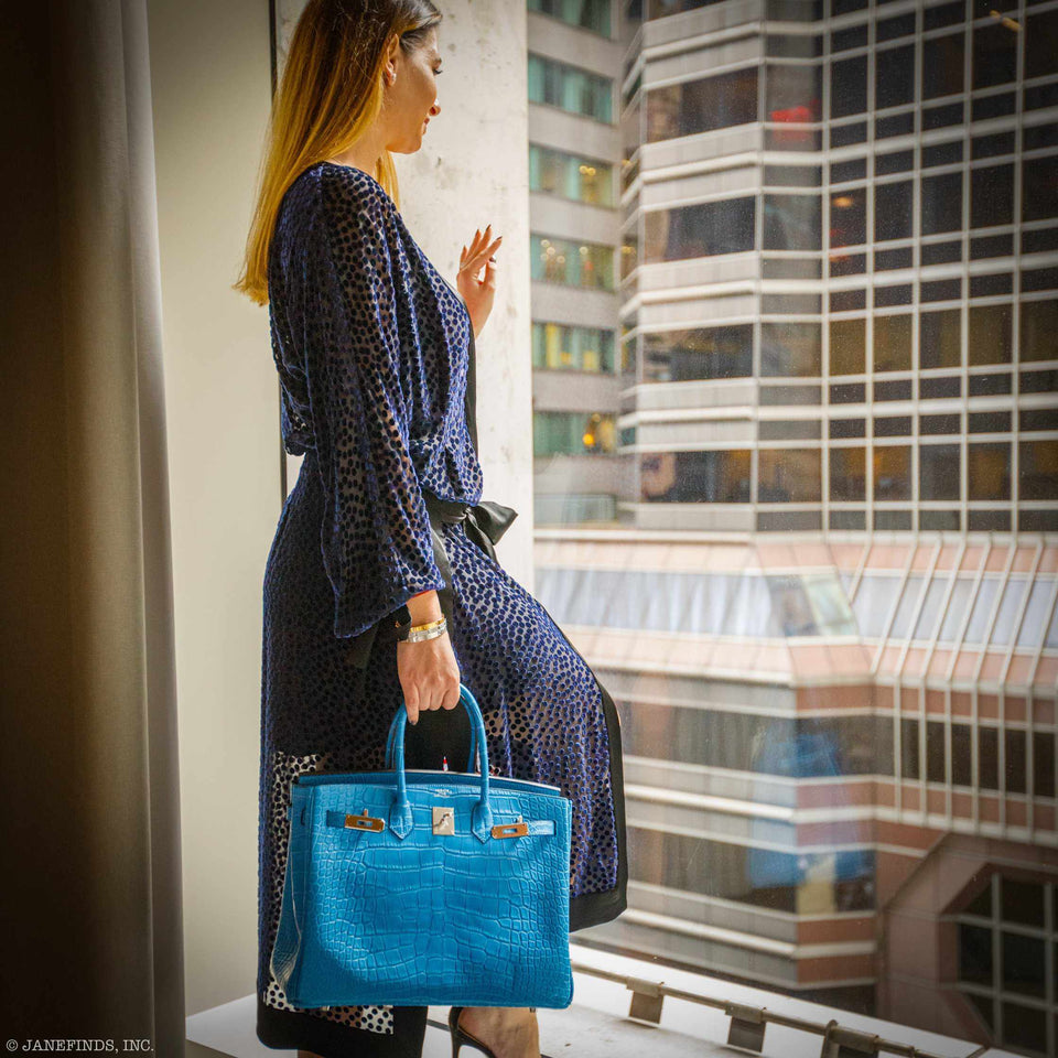 Hermes Birkin 35 Mykonos Matte Alligator Palladium Hardware
