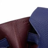Hermes Birkin 35 Officier Blue Encre Verso Bordeaux Togo Palladium Hardware