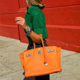Hermes Birkin 35 Orange Clemence Palladium Hardware