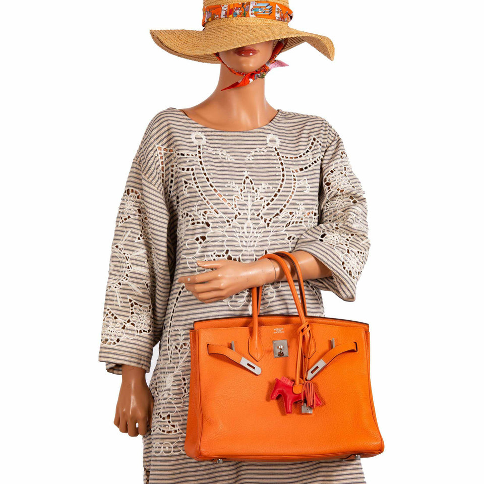 Hermes Birkin 35 Orange Clemence Palladium Hardware