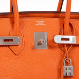 Hermes Birkin 35 Orange Clemence Palladium Hardware