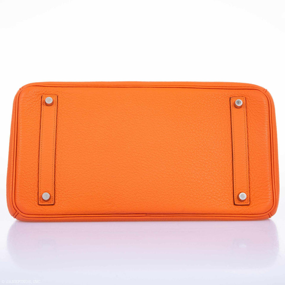 Hermes Birkin 35 Orange Clemence Palladium Hardware