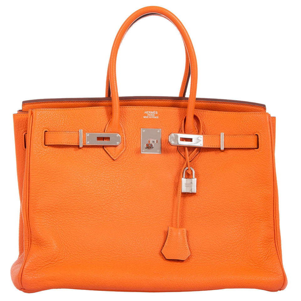 Hermes Birkin 35 Orange Clemence Palladium Hardware