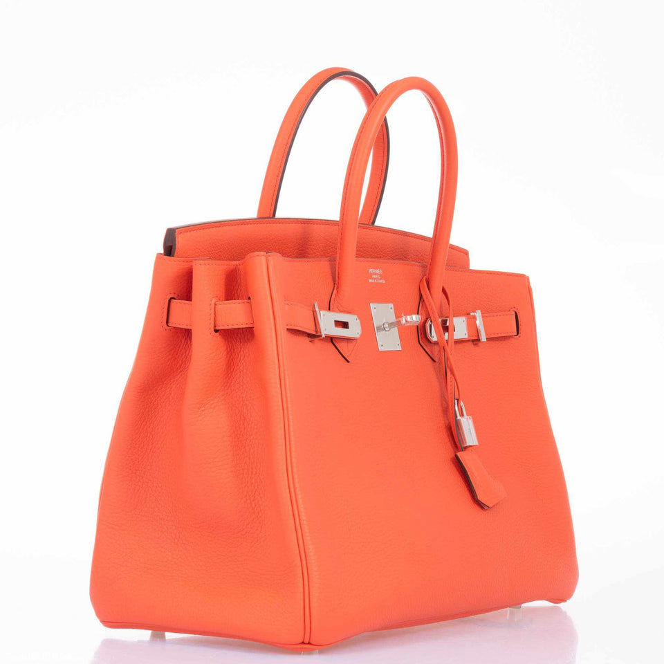 Hermes Birkin 35 Orange Poppy Clemence Palladium Hardware